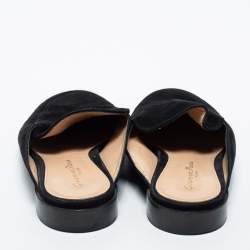 Pre Owned Gianvito Rossi Black Velvet Slip on Flat Mules Size 35.5