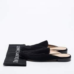 Pre Owned Gianvito Rossi Black Velvet Slip on Flat Mules Size 35.5