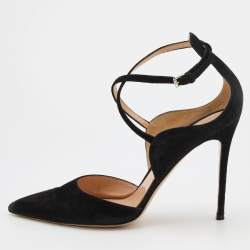 Pre Owned Gianvito Rossi Black Suede Criss Cross Pumps Size 42