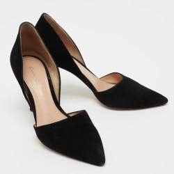 Pre Owned Gianvito Rossi Black Suede Dorsay Pumps Size 36