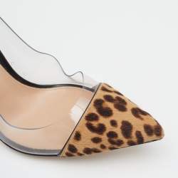 Pre Owned Gianvito Rossi Beige/Brown Leopard Print Calf Hair and PVC Plexi Pumps Size 42