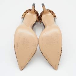Pre Owned Gianvito Rossi Beige/Brown Leopard Print Calf Hair and PVC Plexi Pumps Size 42