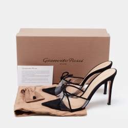 Pre Owned Gianvito Rossi Black Suede and PVC  Slide Sandals Size 38.5 