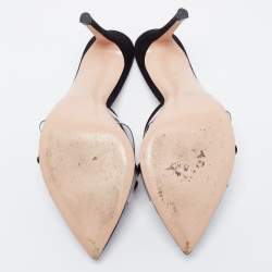 Pre Owned Gianvito Rossi Black Suede and PVC  Slide Sandals Size 38.5 