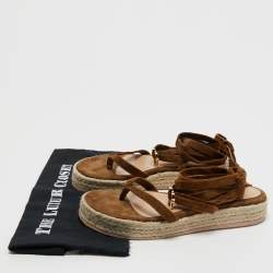 Pre Owned Gianvito Rossi Brown Suede Ankle Wrap Sandal Size 38.5