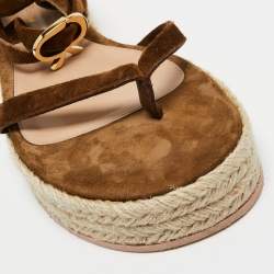 Pre Owned Gianvito Rossi Brown Suede Ankle Wrap Sandal Size 38.5