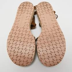 Pre Owned Gianvito Rossi Brown Suede Ankle Wrap Sandal Size 38.5