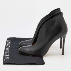 Pre Owned Gianvito Rossi Black Leather Vamp Round Toe Booties Size 38