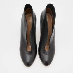 Pre Owned Gianvito Rossi Black Leather Vamp Round Toe Booties Size 38