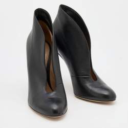 Pre Owned Gianvito Rossi Black Leather Vamp Round Toe Booties Size 38