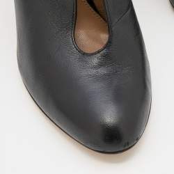 Pre Owned Gianvito Rossi Black Leather Vamp Round Toe Booties Size 38