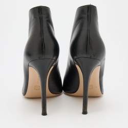Pre Owned Gianvito Rossi Black Leather Vamp Round Toe Booties Size 38