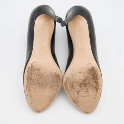 Pre Owned Gianvito Rossi Black Leather Vamp Round Toe Booties Size 38