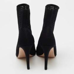 Pre Owned Gianvito Rossi Black Perforated Stretch Knit Vires Boots Size 39