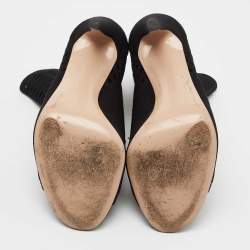 Pre Owned Gianvito Rossi Black Perforated Stretch Knit Vires Boots Size 39