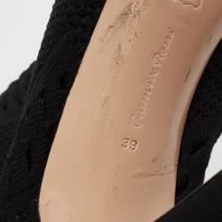 Pre Owned Gianvito Rossi Black Perforated Stretch Knit Vires Boots Size 39