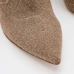 Pre Owned Gianvito Rossi Bisque Knit Fabric Bouclé Katie Ankle Boots Size 37