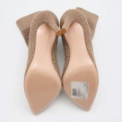 Pre Owned Gianvito Rossi Bisque Knit Fabric Bouclé Katie Ankle Boots Size 37