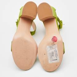 Pre Owned Gianvito Rossi Green Satin Ankle Strap Sandals Size 36.5