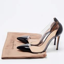 Pre Owned Gianvito Rossi Black Patent Leather and PVC Plexi Pumps Size 37.5