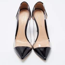 Pre Owned Gianvito Rossi Black Patent Leather and PVC Plexi Pumps Size 37.5