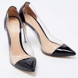 Pre Owned Gianvito Rossi Black Patent Leather and PVC Plexi Pumps Size 37.5