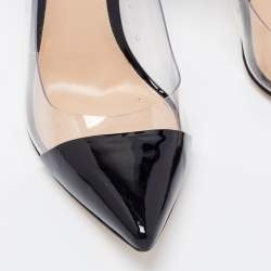 Pre Owned Gianvito Rossi Black Patent Leather and PVC Plexi Pumps Size 37.5
