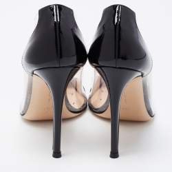 Pre Owned Gianvito Rossi Black Patent Leather and PVC Plexi Pumps Size 37.5