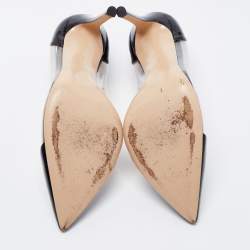 Pre Owned Gianvito Rossi Black Patent Leather and PVC Plexi Pumps Size 37.5