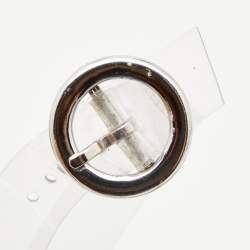 Pre Owned Gianvito Rossi Silver Leather and PVC Slingback Pumps Size 40