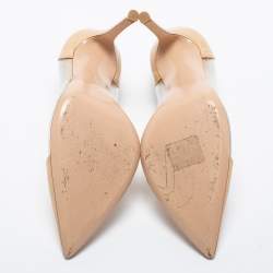 Pre Owned Gianvito Rossi Beige Patent Leather and PVC Plexi Pumps Size 37