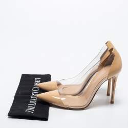 Pre Owned Gianvito Rossi Beige Patent Leather and PVC Plexi Pumps Size 37