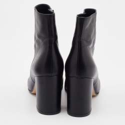 Pre Owned Gianvito Rossi Black Leather Ankle Length Boots Size 37