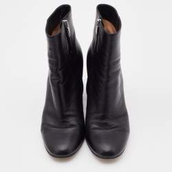 Pre Owned Gianvito Rossi Black Leather Ankle Length Boots Size 37