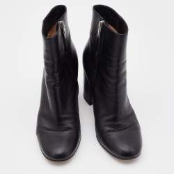Pre Owned Gianvito Rossi Black Leather Ankle Length Boots Size 37