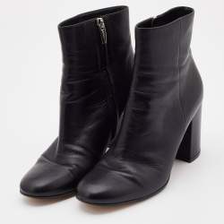 Pre Owned Gianvito Rossi Black Leather Ankle Length Boots Size 37