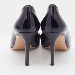 Pre Owned Gianvito Rossi Black Patent Leather Pointed Toe Pumps Size 38