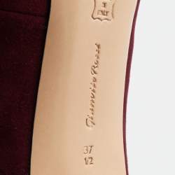 Pre Owned Gianvito Rossi Burgundy Suede Vamp Platform Booties Size 37.5