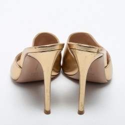 Pre Owned Gianvito Rossi Metallic Leather Open Toe Mules Size 38