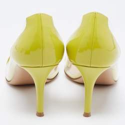 Pre Owned Gianvito Rossi Limes Green Patent and PVC  Plexi  Pumps Size 38