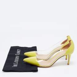 Pre Owned Gianvito Rossi Limes Green Patent and PVC  Plexi  Pumps Size 38