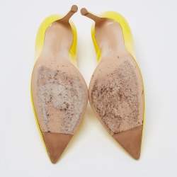 Pre Owned Gianvito Rossi Yellow Patent Leather Pointed Toe Pumps Size 38
