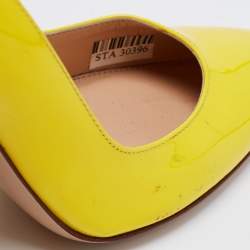 Pre Owned Gianvito Rossi Yellow Patent Leather Pointed Toe Pumps Size 38