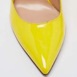 Pre Owned Gianvito Rossi Yellow Patent Leather Pointed Toe Pumps Size 38