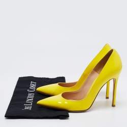 Pre Owned Gianvito Rossi Yellow Patent Leather Pointed Toe Pumps Size 38