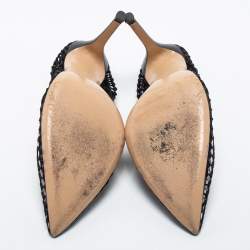 Pre Owned Gianvito Rossi Black Mesh and Leather Trim Alisia Pointed Toe Pumps Size 38.5