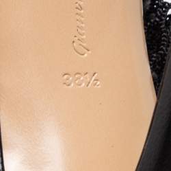 Pre Owned Gianvito Rossi Black Mesh and Leather Trim Alisia Pointed Toe Pumps Size 38.5