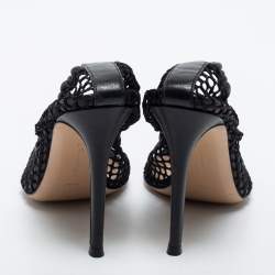 Pre Owned Gianvito Rossi Black Mesh and Leather Trim Alisia Pointed Toe Pumps Size 38.5