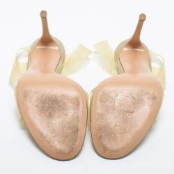 Pre Owned Gianvito Rossi Light Gold Glitter PVC Metropolis Slingback Sandals Size 42