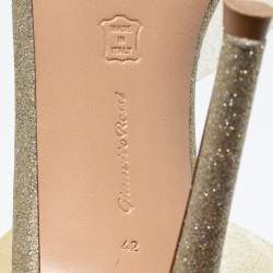 Pre Owned Gianvito Rossi Light Gold Glitter PVC Metropolis Slingback Sandals Size 42